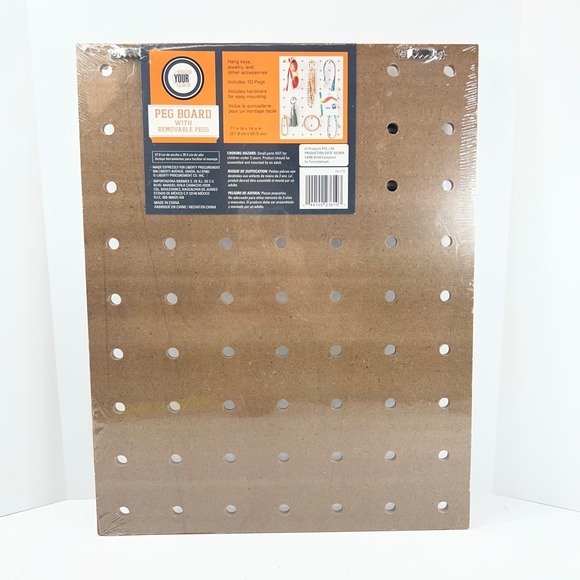 11" x 14" Equip Your Space White Pegboard With 10 Removable Gold Pegs Organize - Picture 6 of 16